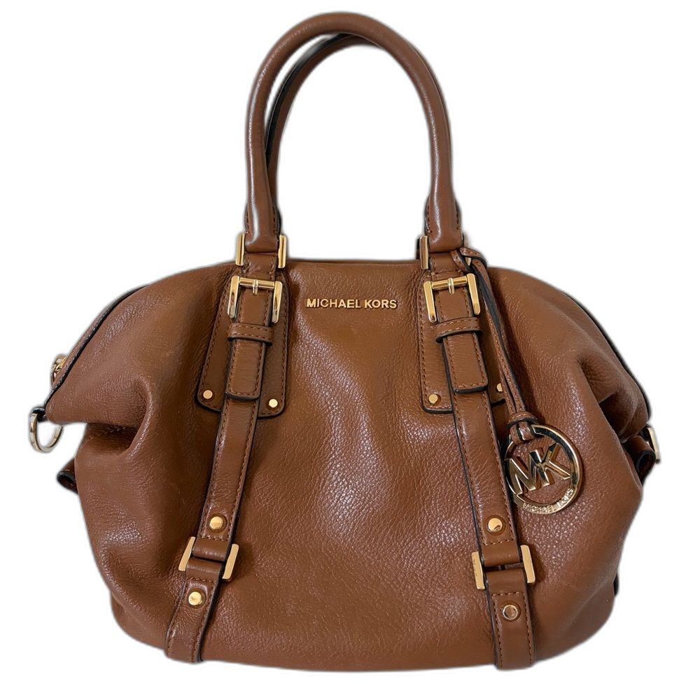 Michael Kors Bedford Purse Brown Pebbled Genuine Leather Bag